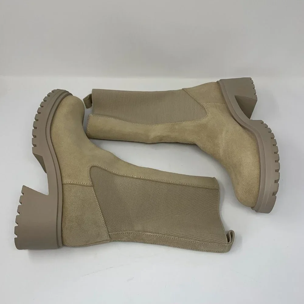 Steve Madden Hesitant HESI02S1 Chelsea Boots Women's 10 Sand Suede Pull On S0536 - Picture 2 of 11